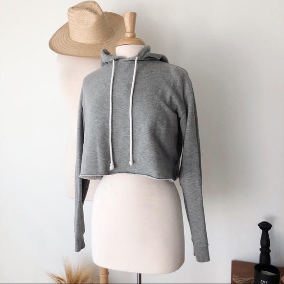 Tops - HEATHER GREY CROPPED HODDIE